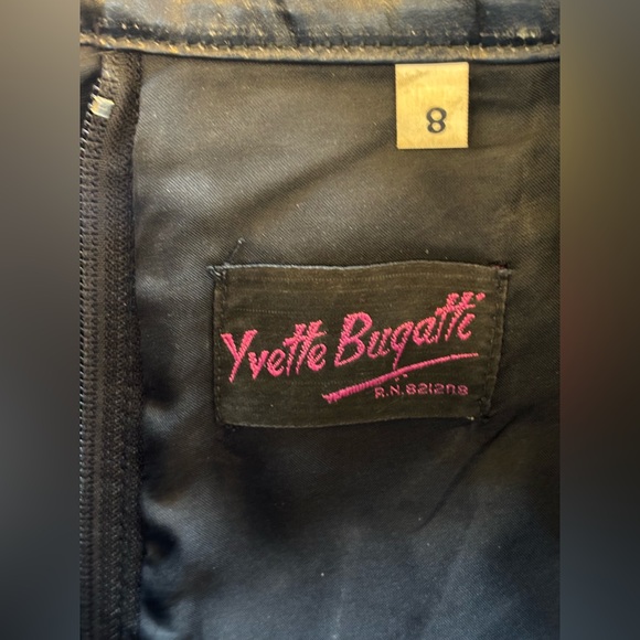 VINTAGE Yvette Bugatti Black Leather Skirt‎ Mini Short Sexy Goth 90s Y2K Size 8 - Picture 12 of 14